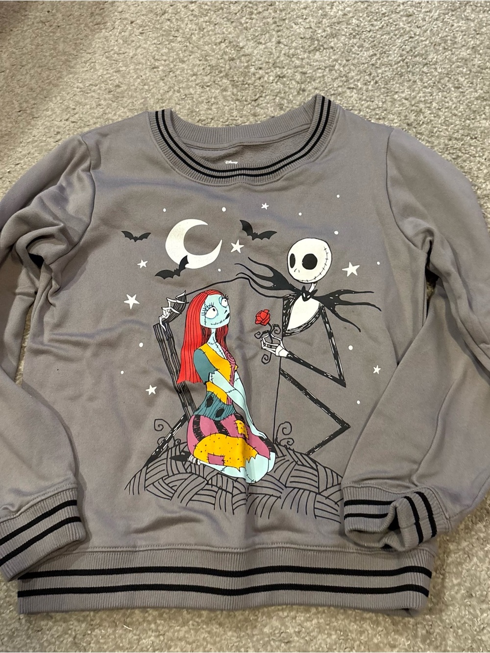 Disney Nightmare Before Christmas Sweatshirt XL Gray Jack Sally